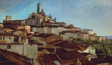Siena, door Alfonso Hollaender, olieverf op doek op karton, 31x51,5 cm