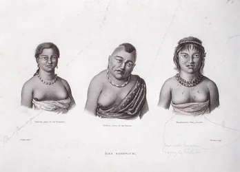 Vrouwen van de Hawaiiaanse hoofden van de Sandwich-eilanden, c.1824