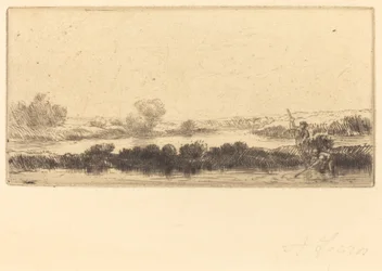 Landschap met veenmoeras, in het moeras.