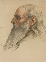 Studie van een mannenhoofd met een volle baard