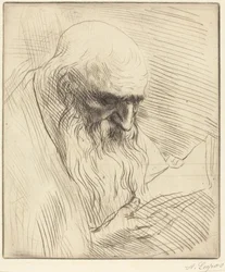 Studie van het hoofd van een lezende man (Étude de tête d’homme lisant)