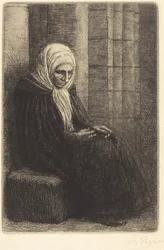 Zittende vrouw tegen een muur, kind met zijn hoofd in haar schoot (Femme assis, muraille au fond, enfant la tête dans son giron)
