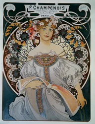 Reclame voor de drukker-uitgever F. Champenois - door Mucha