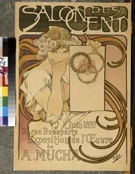 Poster voor de tentoonstelling van A. Mucha in de Salon des Cent, 31 rue Bonaparte in Parijs, juni 1897