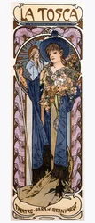 Affiche van Alfonse Mucha (1860-1939) voor het toneelstuk "" Tosca "" van Victorian Sardou (1831-1908) gespeeld door actrice Sarah Bernhardt