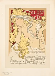 Reproductie van een poster reclame voor de Salon des Cent Exposition