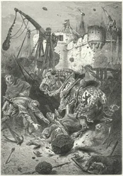 De dood van Simon de Montfort bij het Beleg van Toulouse