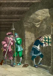 De man met het ijzeren masker in de gevangenis (Gravure)