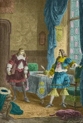 Louis 14 congedie Nicolas Fouquet (Engraving)