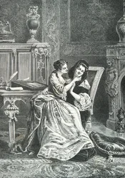 Marie Adelaide de Savoie with Mamde de Maintenon (Engraving)