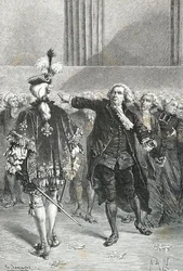 Mirabeau roept uit "Ga en vertel degenen die jullie gestuurd hebben dat we hier zijn door de wil van het volk en dat we er alleen uit zullen komen door de kracht van de bajonetten".