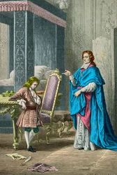 De hertog van Bourgondië en zijn leermeester Fenelon (gravure)