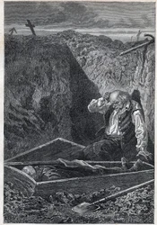 De begraafplaatsen nemen wat ze krijgen - Illustratie door Alphonse De Neuville (1835-1885) voor 
