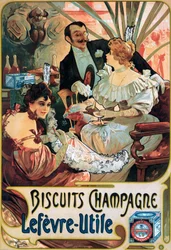 Poster die Biscuits Champagne Lefèvre-Utile adverteert