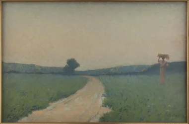 De weg door de velden in de ochtend