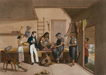 Interieur van een huis in Coupang, Timor, uit 