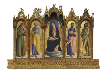 Madonna met Kind op de Troon en de Heiligen Franciscus, Petrus