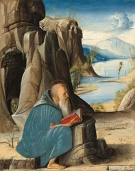 De lezende heilige Hiëronymus, ca. 1476 (tempera op paneel)
