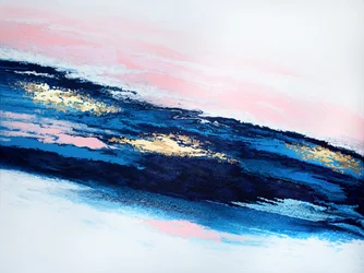 Blauw Roze Goud Abstract