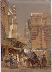 Marktdag op de Muizz id-Din li-Lah, oud Caïro, 1862