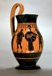 Attische zwartfigurige olpe met Athena tegenover Poseidon, 6e eeuw v.Chr.