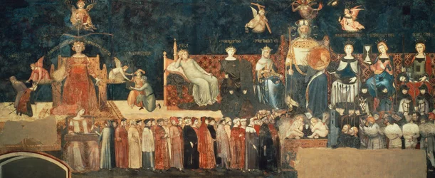 Allegorie van Goed Bestuur, detail uit Allegorie en gevolgen van goed en slecht bestuur in stad en land