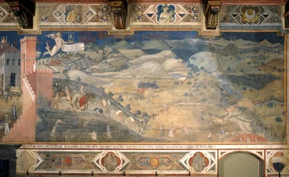Gevolgen van goed bestuur op het platteland. Frescocyclus De allegorie van goed en slecht bestuur, 1338-1339