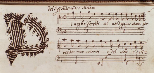 Pagina van verzameling partituren door Alessandro Stradella