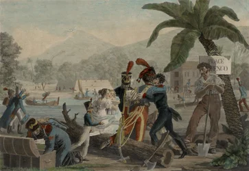 2e uitzicht op Aigleville, kolonie van Texas of veld van asiel, ca. 1819