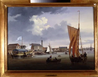 De haven van Lorient - schilderij door Louis Garneray, circa 1820