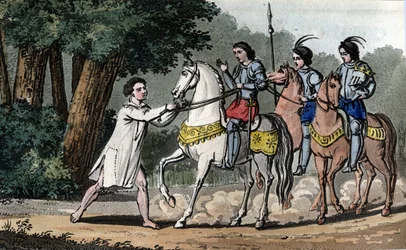 Karel VI in waanzin in het bos van Le Mans - Ontworpen en gegraveerd door Ambroise Tardieu in 1825.