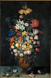 Stilleven met bloemen in een vaas ...