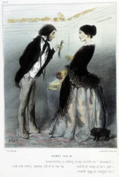 Een teken van liefde (karikatuur) - in "Madeleines" door Cham, ca. 1870-1880