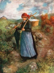 Een boerin uit de Ardennen (kleurenlitho)