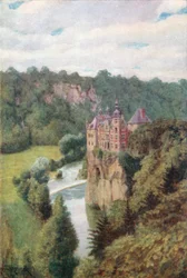 Chateau de Walzin, in de Lessevallei (kleurenlitho)