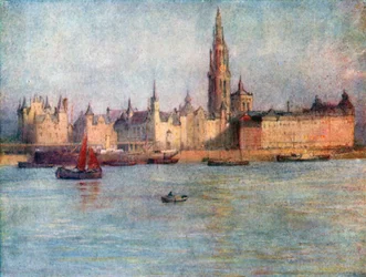 De rede van de Tete de Flandre, Antwerpen (kleurenlitho)