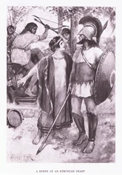 Een scène bij een Etruskisch feest, illustratie uit De Romeinse Soldaat, 1928