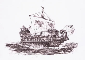 Vlootpatrouille: Romeinse schepen, illustratie uit De Romeinse Soldaat, 1928
