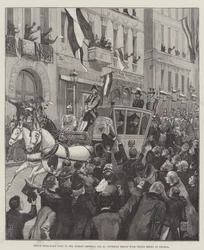 Bezoek van prins Bismarck aan de Duitse keizer, 26 januari, binnenkomst in Berlijn met prins Hendrik van Pruisen