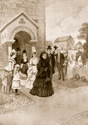 Het leven van koningin Victoria in Osborne: Hare Majesteit in de Whippingham-kerk, uit 