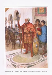 Stiliko, een Vandaal, De Romeinse Magister Utriusque Militae, illustratie uit De Romeinse Soldaat, 1928
