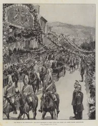 De Prins in zijn Prinsdom, de Koninklijke Processie in Great Duke Gate Street en North Parade, Aberystwith