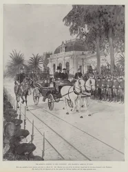 De reis van de koningin naar het continent, de aankomst van Hare Majesteit in Nice