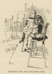 Het West End Ziekenhuis voor Verlamming en Epilepsie, Welbeck Street, Londen: Epileptische jongen en verlamd meisje