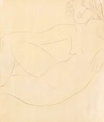 Naakte vrouw leunend, 1918