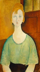 Meisje in een groene blouse