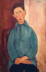 Jongen in blauwe jas