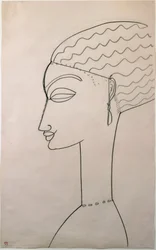 Profiel van een vrouw. Tekening door Amedeo Modigliani