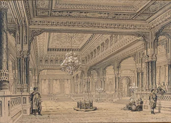 Interieur van het Ciragan Paleis in Istanbul, 1872