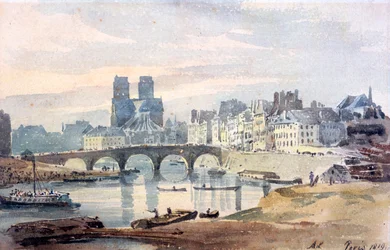 Notre-Dame de Paris vanaf het Île Saint-Louis, 1819